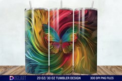 3d Rainbow Butterfly Floral Tumbler Wrap Product Image 1