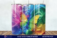 3d Rainbow Butterfly Floral Tumbler Wrap Product Image 1