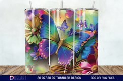 3d Rainbow Butterfly Floral Tumbler Wrap Product Image 1