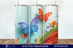 3d Rainbow Butterfly Floral Tumbler Wrap Product Image 1