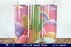 3D Rainbow cactus Tumbler Wrap Product Image 1
