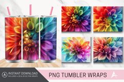 3D Rainbow Dahlia Flower Tumbler Wrap Product Image 1