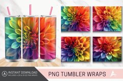 3D Rainbow Dahlia Flower Tumbler Wrap Product Image 1