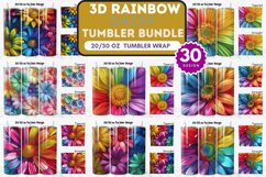 3D Rainbow Daisy Flowers Tumbler Bundle Product Image 1