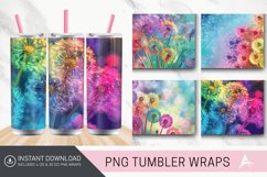 3D Rainbow Dandelions Flower Tumbler Wrap Product Image 1