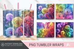 3D Rainbow Dandelions Flower Tumbler Wrap Product Image 1