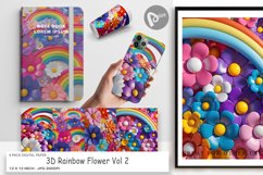 Digital Paper 3D Rainbow Flower Product Image 1