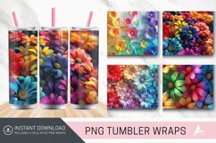 3D Rainbow Flowers Tumbler Wrap Product Image 1