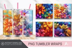 3D Rainbow Flowers Tumbler Wrap Product Image 1