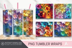 3D Rainbow Flowers Tumbler Wrap Product Image 1