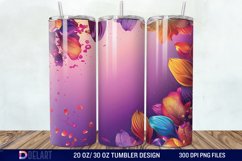 3D Rainbow vibrant glitter Floral Tumbler Wrap Product Image 1
