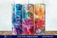3D Rainbow vibrant glitter Floral Tumbler Wrap Product Image 1