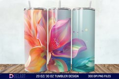 3D Rainbow vibrant glitter Floral Tumbler Wrap Product Image 1