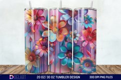 3D Rainbow vibrant glitter Floral Tumbler Wrap Product Image 1