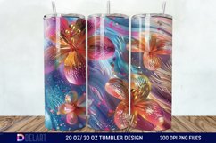 3D Rainbow vibrant glitter Floral Tumbler Wrap Product Image 1