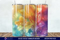 3D Rainbow vibrant glitter Floral Tumbler Wrap Product Image 1