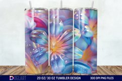 3D Rainbow vibrant glitter Floral Tumbler Wrap Product Image 1