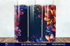 3D Rainbow vibrant glitter Floral Tumbler Wrap Product Image 1