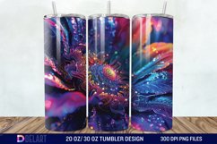 3D Rainbow vibrant glitter Floral Tumbler Wrap Product Image 1