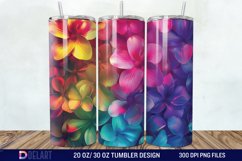 3D Rainbow vibrant glitter Floral Tumbler Wrap Product Image 1