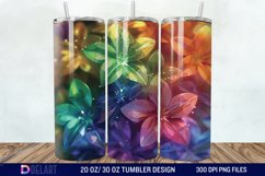 3D Rainbow vibrant glitter Floral Tumbler Wrap Product Image 1