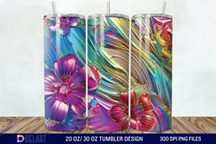 3D Rainbow vibrant glitter Floral Tumbler Wrap Product Image 1