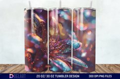 3D Rainbow vibrant glitter Floral Tumbler Wrap Product Image 1