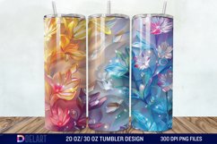 3D Rainbow vibrant glitter Floral Tumbler Wrap Product Image 1