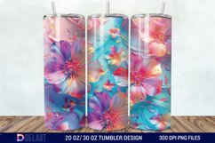 3D Rainbow vibrant glitter Floral Tumbler Wrap Product Image 1