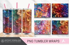 3D Rainbow vibrant glitter Floral Tumbler wrap Product Image 1