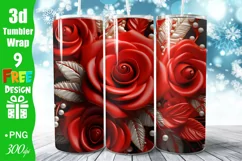 3D Red Flowers Tumbler Wrap, Red Floral 20 oz Skinny Tumbler