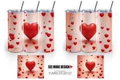 3D Red Heart | Tumbler Sublimation Wrap Product Image 3
