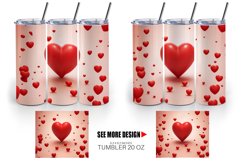 3D Red Heart | Tumbler Sublimation Wrap Product Image 4