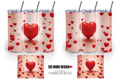 3D Red Heart | Tumbler Sublimation Wrap Product Image 6