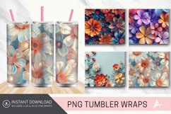 3D Retro Flower Tumbler wrap Product Image 1