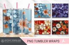 3D Retro Flower Tumbler wrap Product Image 1