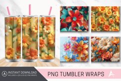 3D Retro Flower Tumbler wrap Product Image 1