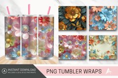 3D Retro Flower Tumbler wrap Product Image 1