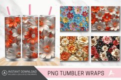 3D Retro Flower Tumbler wrap Product Image 1
