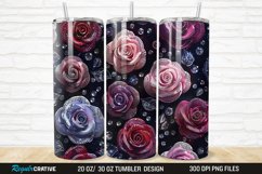 3D Rhinestone Roses 20/30oz Skinny Tumbler Product Image 1
