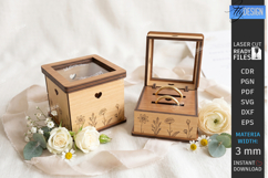 Wedding Ring Box Laser Cut | Glowforge | Floral Design | CNC Product Image 1