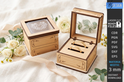 Wedding Ring Box Laser Cut | Glowforge | Floral Design | CNC Product Image 1