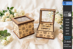 Wedding Ring Box Laser Cut | Glowforge | Floral Design | CNC Product Image 1