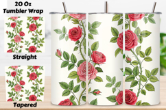 3d rose leaves, watercolor vine design, 20oz skinny tumbler, tapered tumbler wrap, straight tumbler design, cascading rose art, seamless 3d design, seamless rose vine tumbler, cascading floral tumbler wrap, 3d rose leaves design