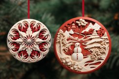 3D Round Christmas Ornaments Bundle Png / Wood Carving Png Product Image 7