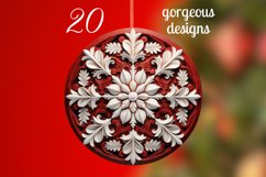 3D Round Christmas Ornaments Bundle Png / Wood Carving Png Product Image 2