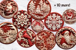 3D Round Christmas Ornaments Bundle Png / Wood Carving Png Product Image 9