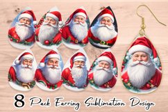 3D Santa Claus Earring teardrop sublimation design Product Image 1