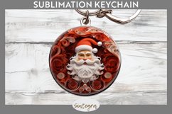 3D Christmas Santa Claus Round Keychain Sublimation Product Image 1