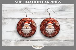 3D Christmas Santa Claus Round Earrings Sublimation Product Image 1